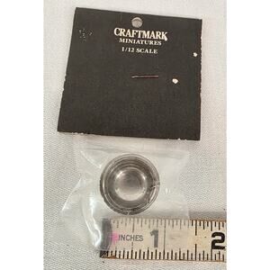Vtg. Craftmark Dollhouse 1/12 Scale Pedestal Kitchen Bowl Silver Metal 3/4" NOS
